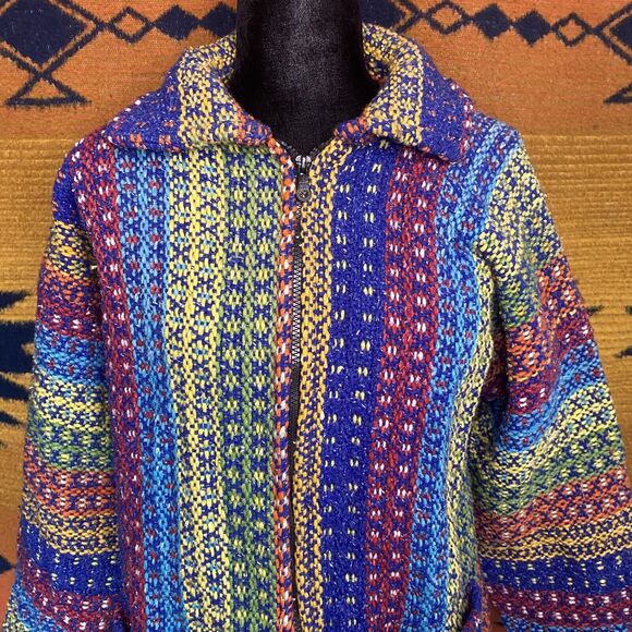 Vintage Spirit Of The Andes Wool Blend Zip Up Sweater Coat. M/L. Pockets! - Picture 3 of 16